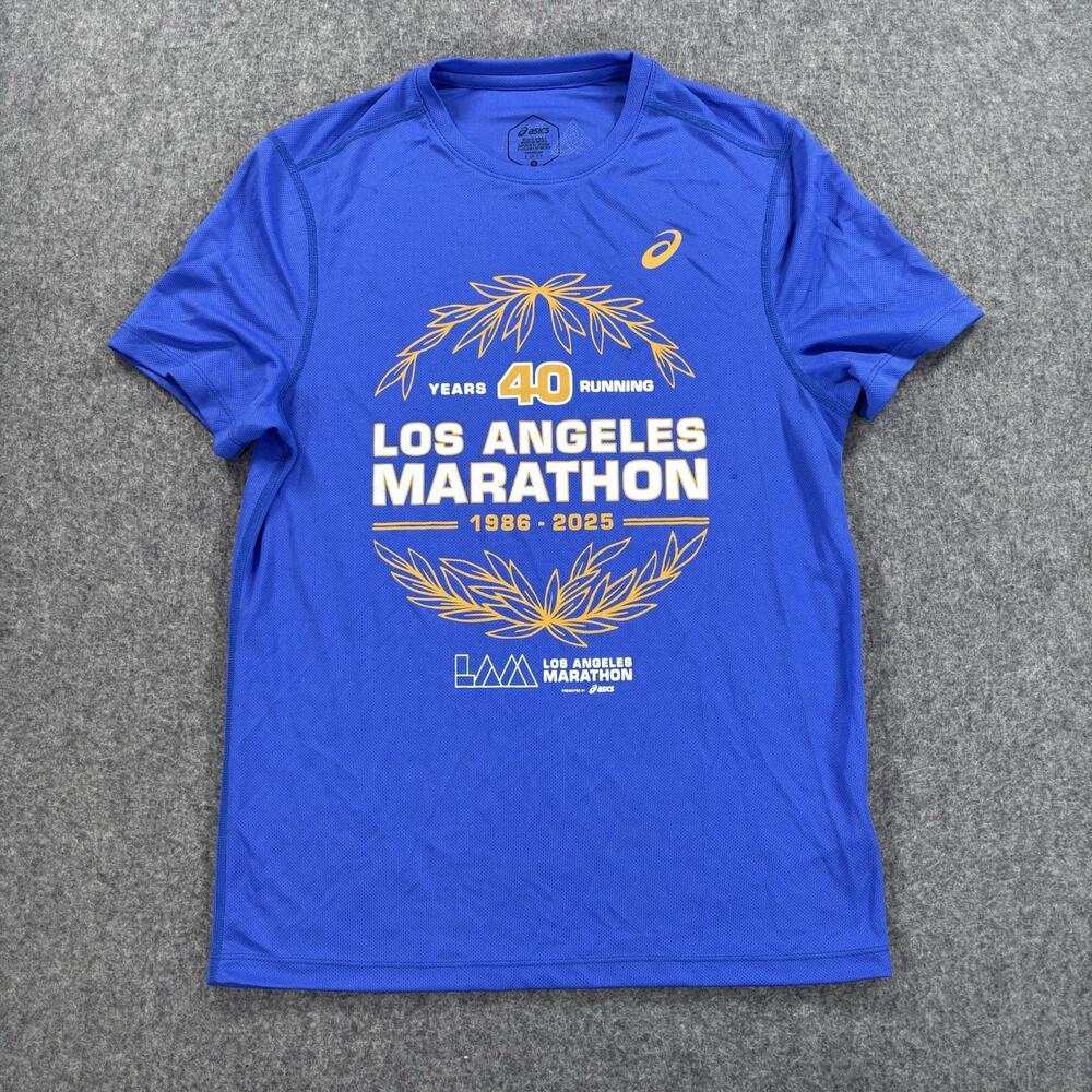 Asics Los Angeles Marathon 40 Years Running T-Shirt Blue Small